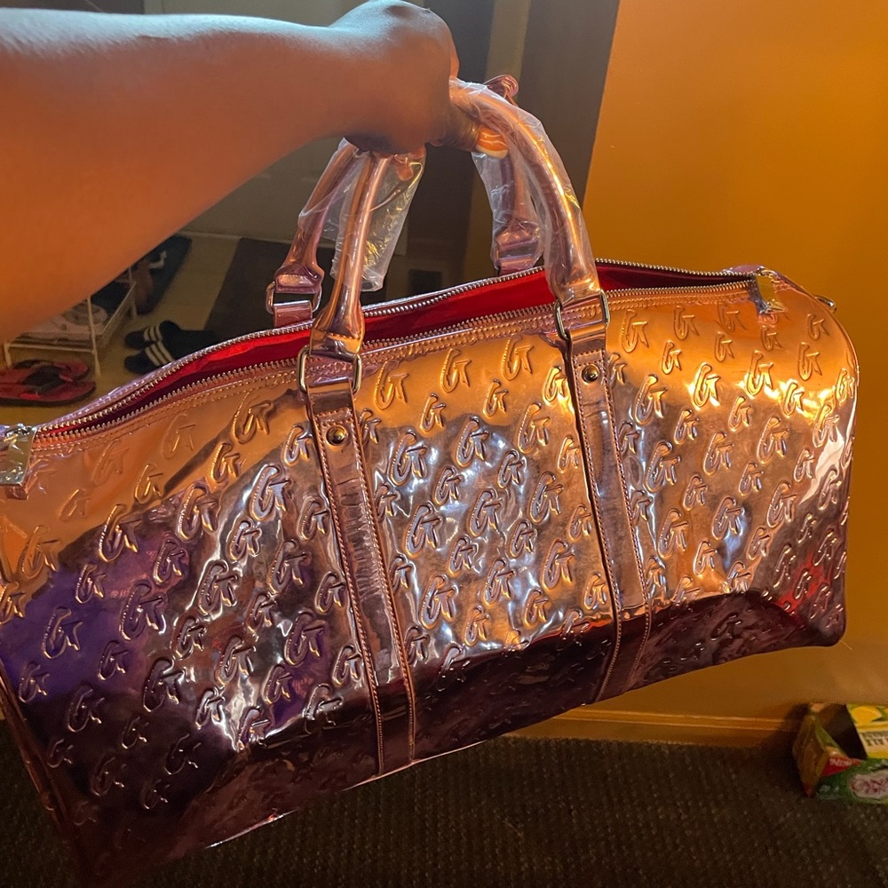 Glamaholic monogram metallic pink travel duffle